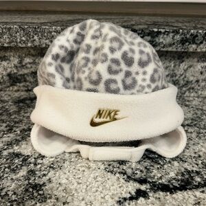 Nike Infant White and Gray Leopard Print Winter Hat